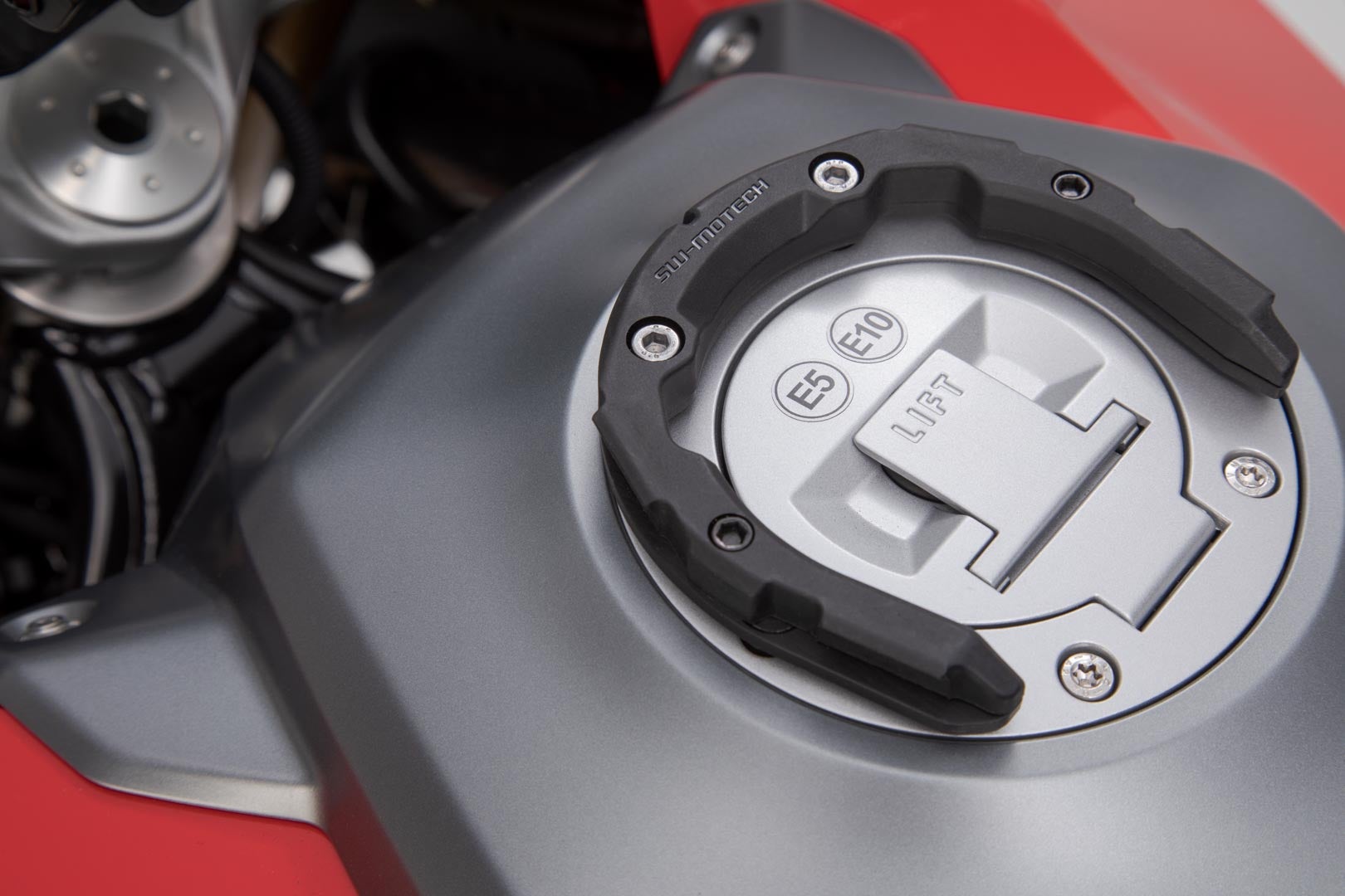 Side view of SW-Motech PRO tank ring - Black. Voge 500R, 650 DS/X, R625.