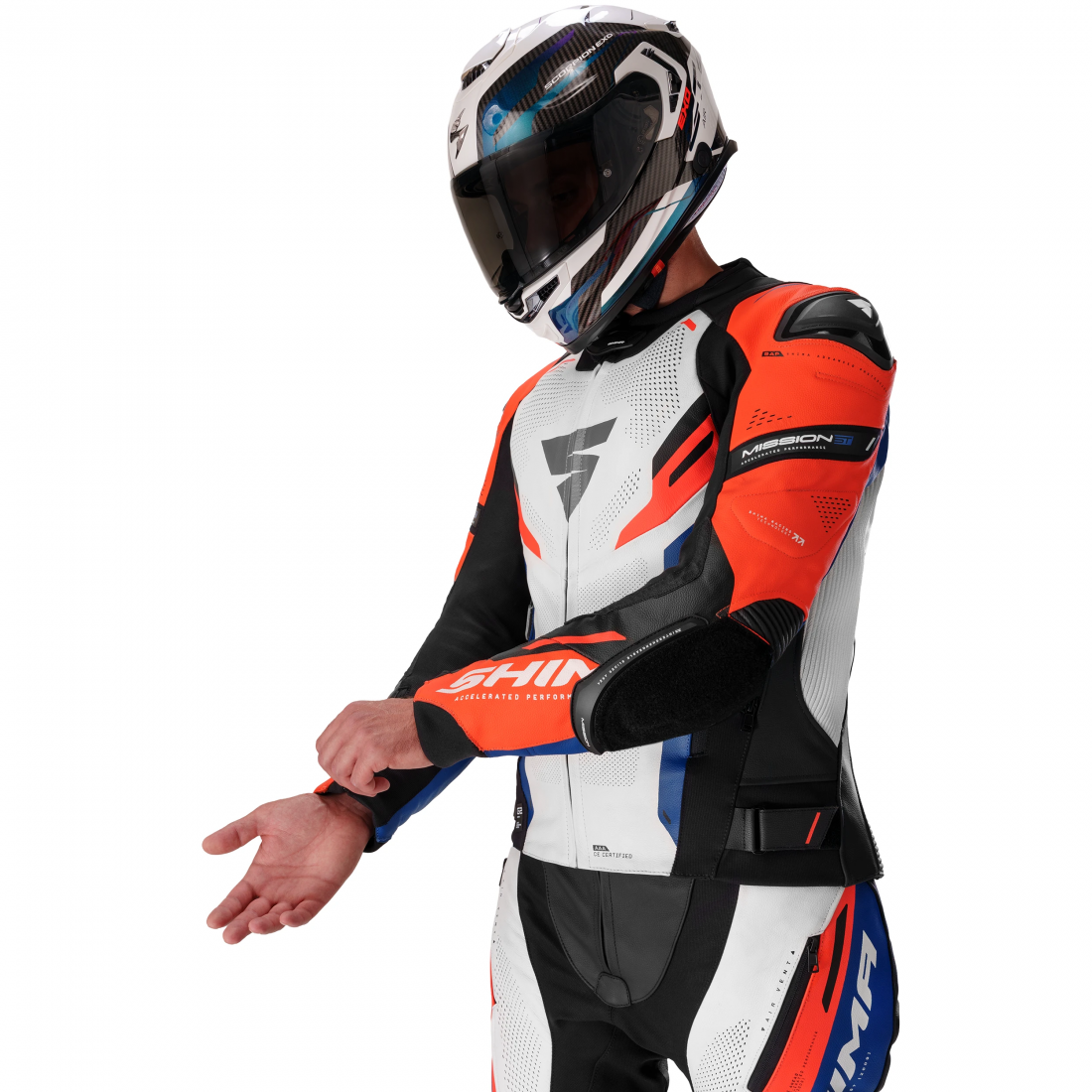 SHIMA Mission ST Jachetă de piele de motocicletă Negru/Alb/Roșu 50 Figura 7