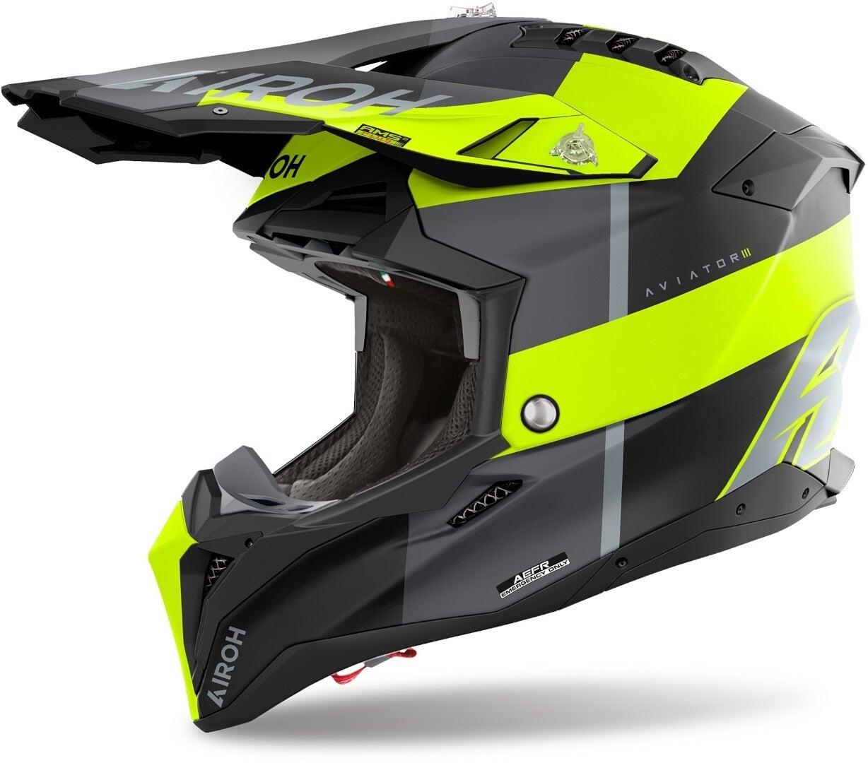 Airoh Aviator 3 Monarch Casco da motocross nero opaco/grigio/giallo S (55/56) Figura 1