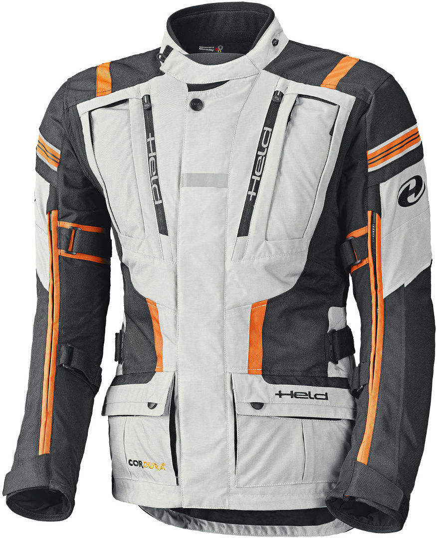 Held Hakuna II waterproof Motocycle Textile Jacket grey/orange M Figure 1