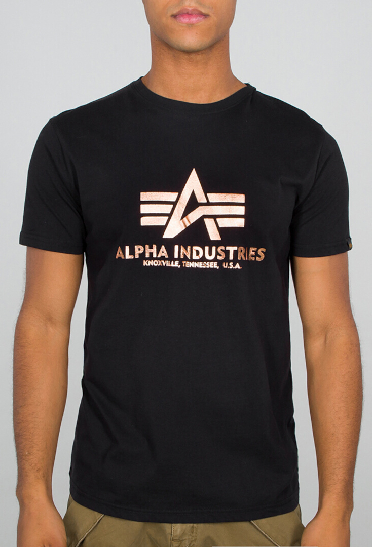 Alpha Industries Basic Foil Print T-Shirt Noir/Or M Figure 1