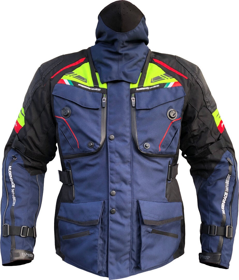 MUGENRACE Mars waterdichte motorfiets textieljas blauw/neon-geel S Figuur 1