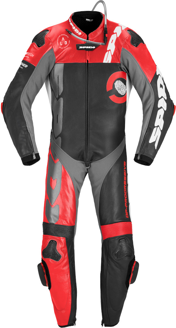Spidi DP-Progressive Perforated Pro Motorcykel läderdräkt i ett stycke röd/svart 54 Figur 1
