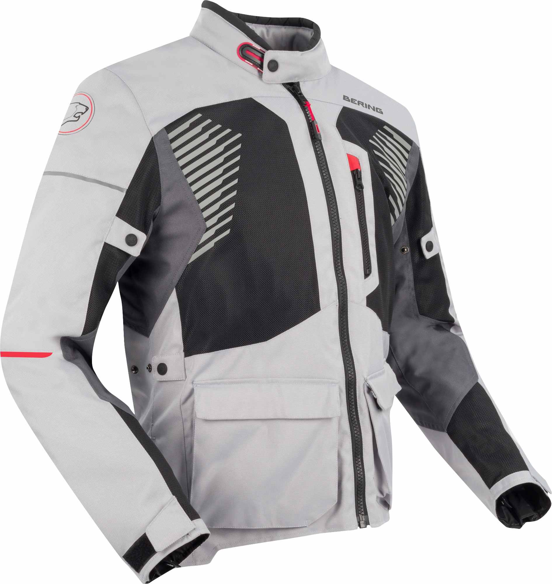 Bering Bakundu waterproof Motorcycle Textile Jacket grey/black/red L Figure 1