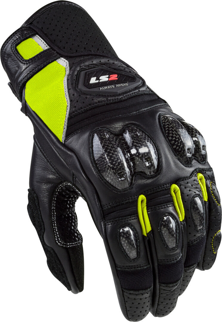 LS2 Spark II Leather perforerede motorcykelhandsker sort/neon L Figur 1