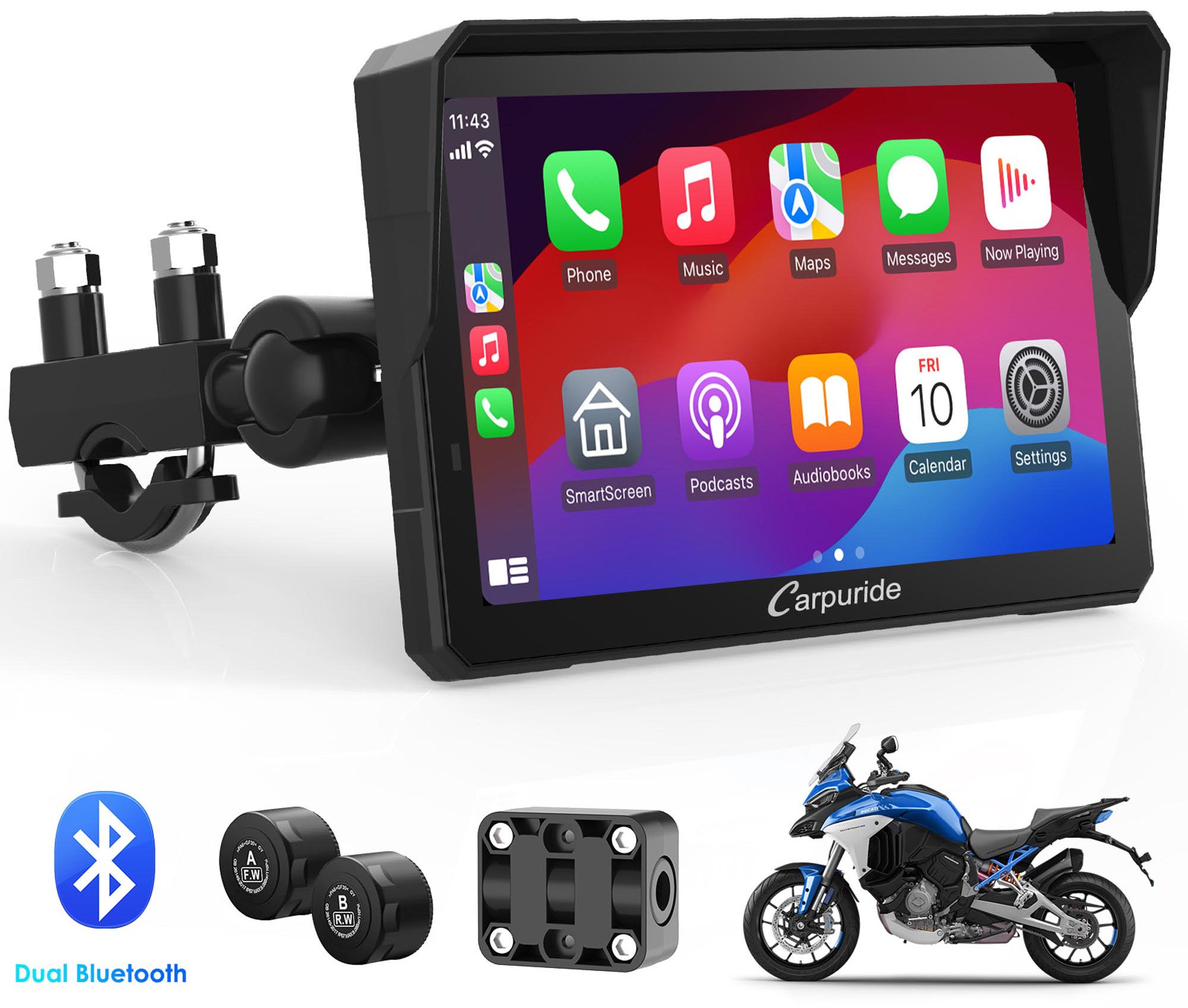 Carpuride Pro Series 7 Universal Multimediální systém motocyklů Obrázek 4