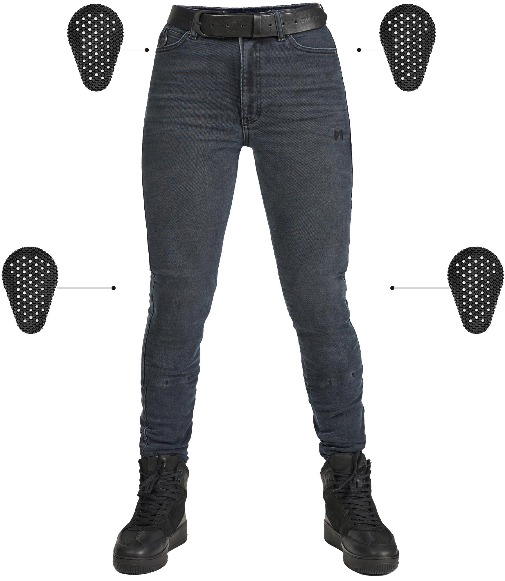 Pando Moto Kaya Slim Graphite Dames Motorjeans 30/30 Figuur 2