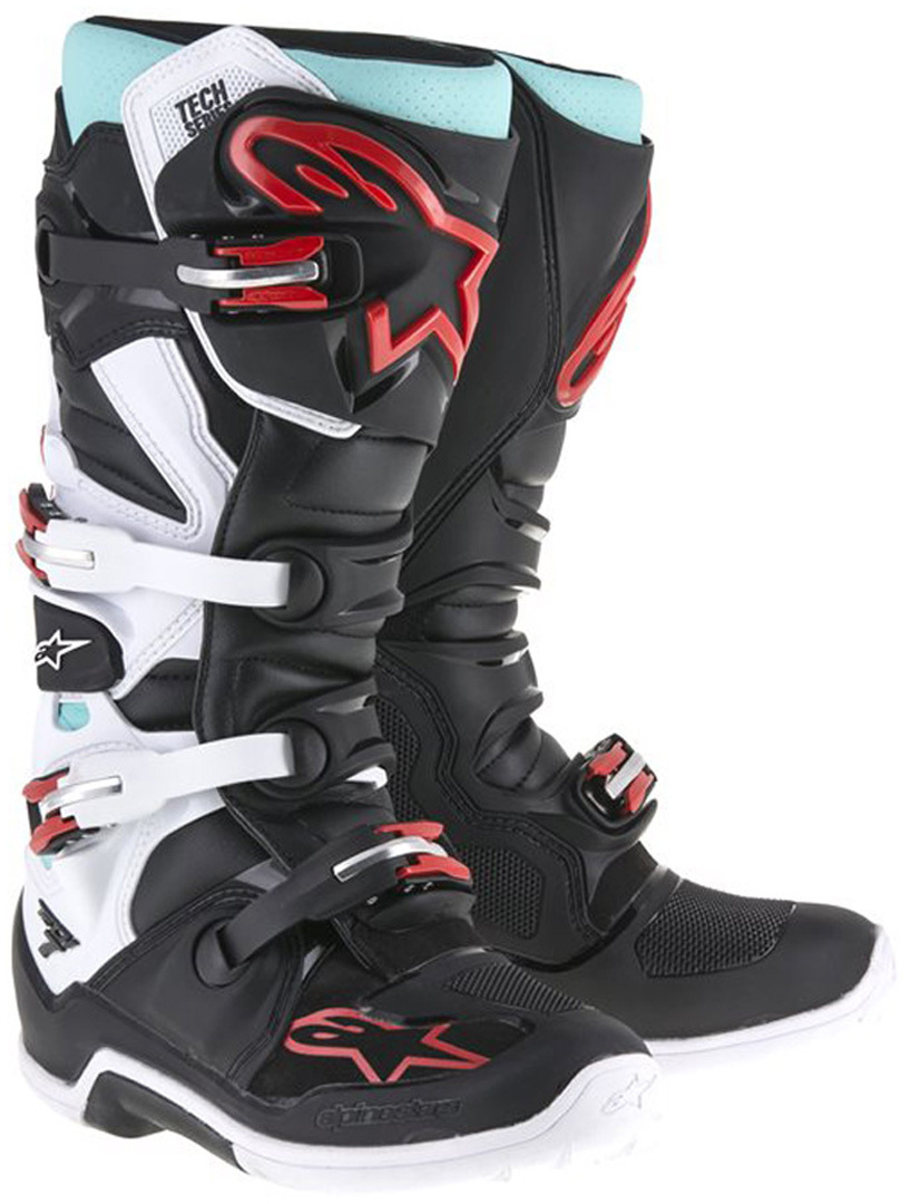 Alpinestars Tech 7 Motocross Boots black/white/red/turquoise 7 (40,5) Figure 1