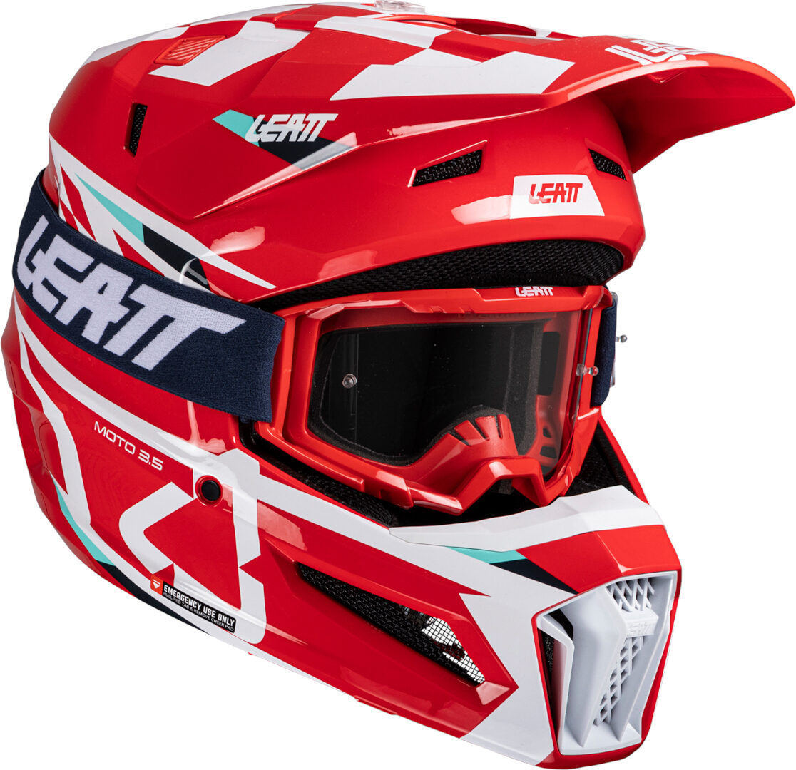 Leatt 3.5 Sharp Cască de motocross cu ochelari de protecție Roșu/Alb/Verde S (55/56) Figura 1