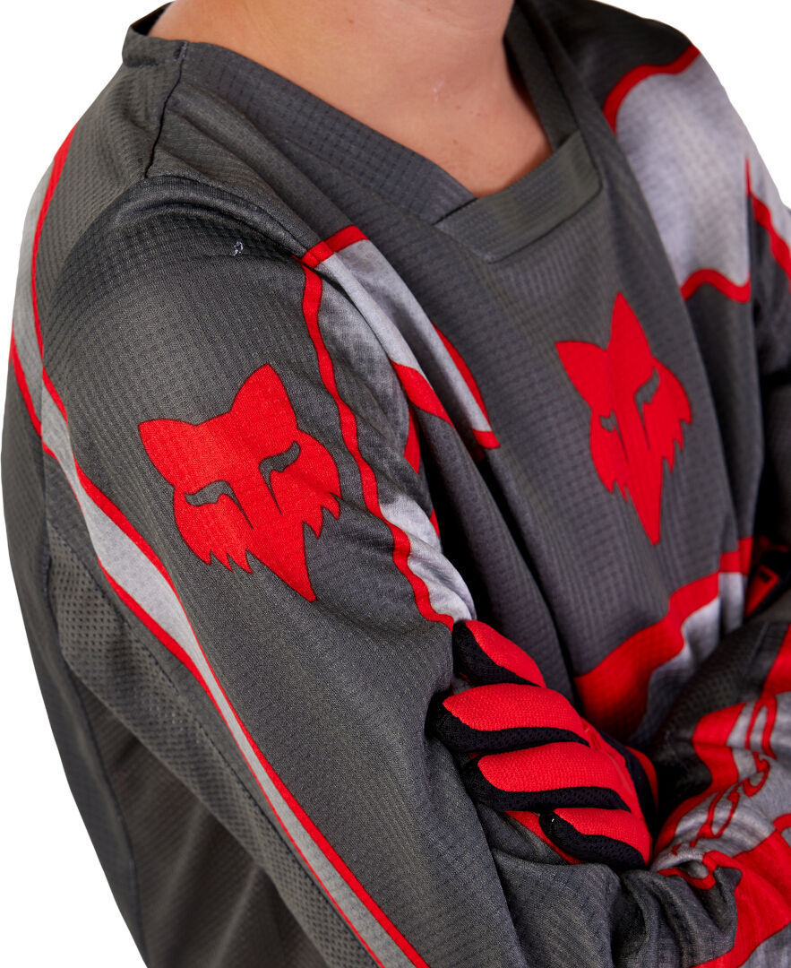 FOX 180 Atlas Ungdom Motocross Jersey Grå/röd JA Figur 4
