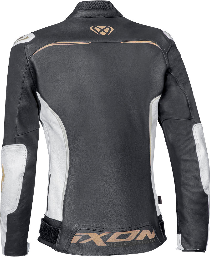 Ixon Trinity Jaqueta de couro da motocicleta das senhoras preto/branco/dourado S Figura 2