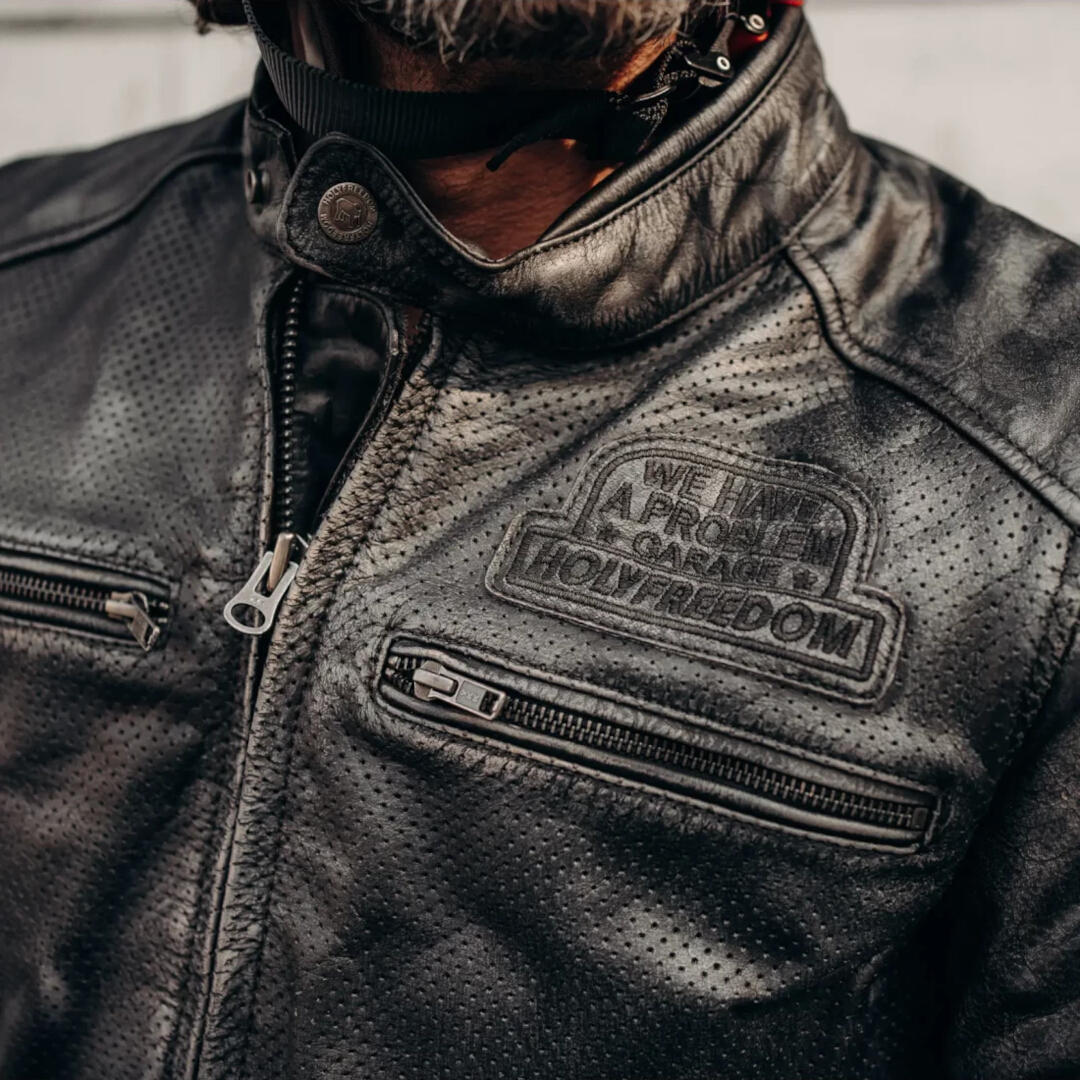 HolyFreedom Zero Summer perforated Motorcycle Leather Jacket black XL Figure 6