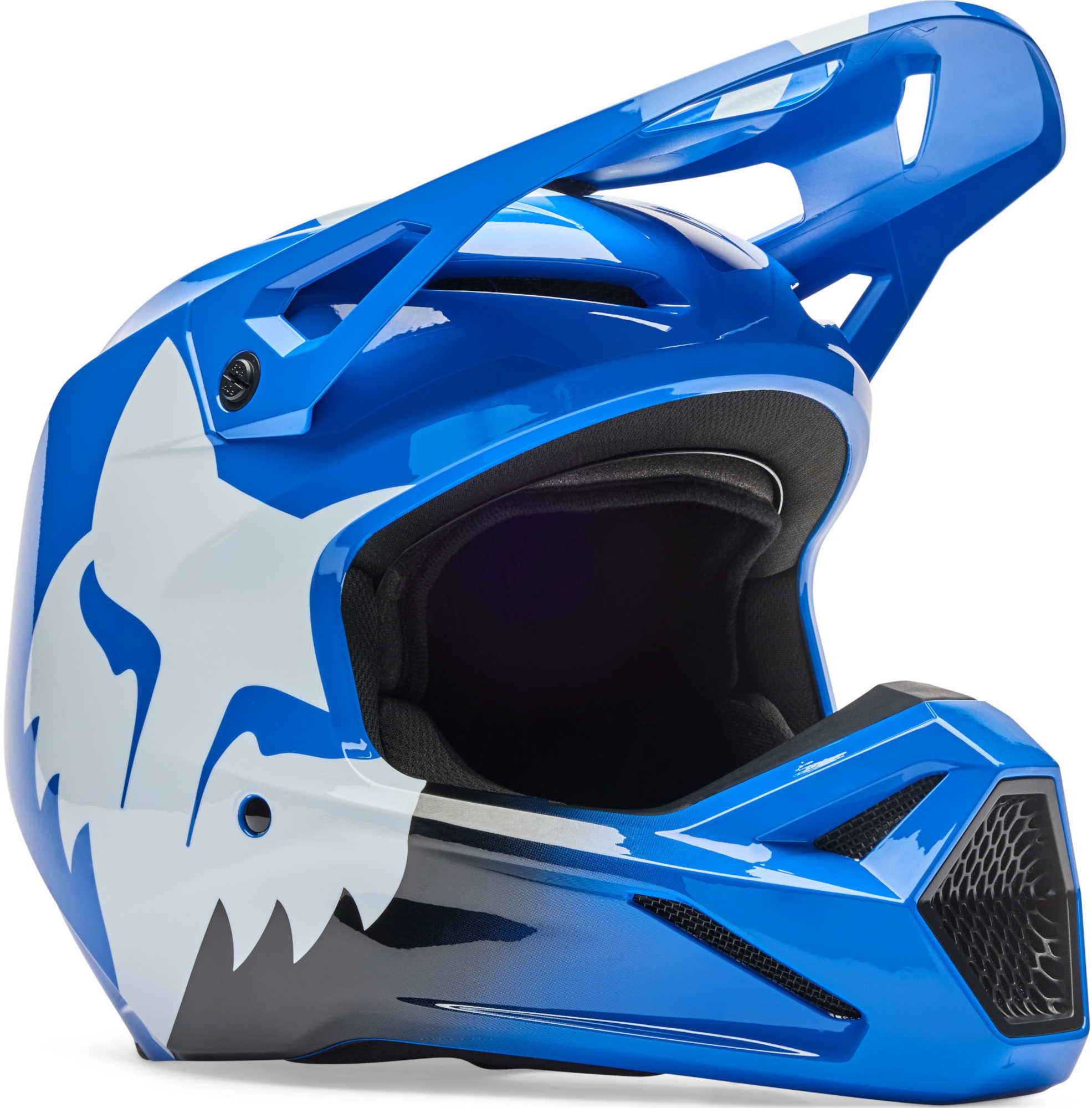 FOX V1 Shield Motocrosshjälm för ungdomar blått Y/L (52/53) Figur 1