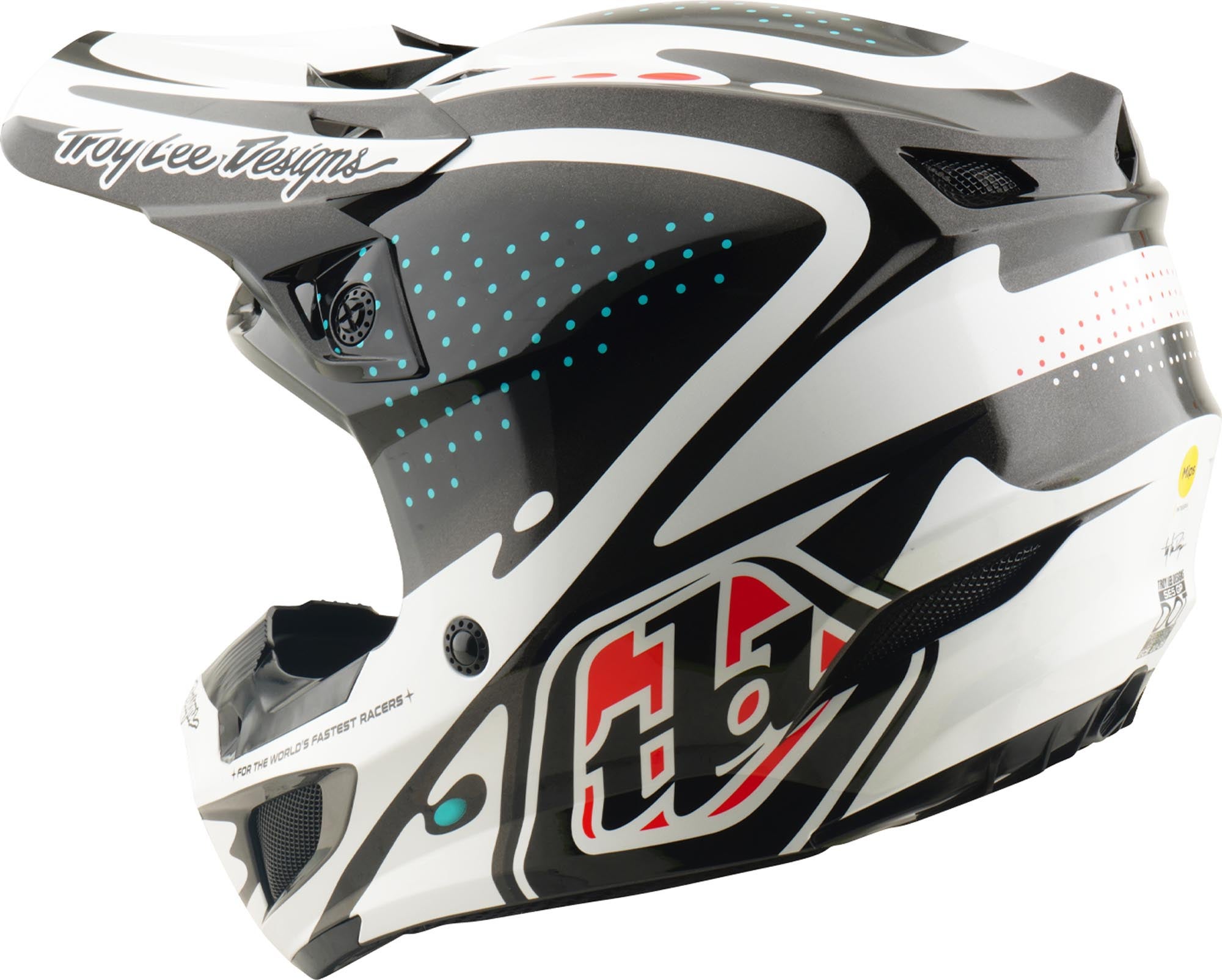 Side view of Troy Lee Designs SE5 Polycarbonate MIPS The Line Motocross Helmet
