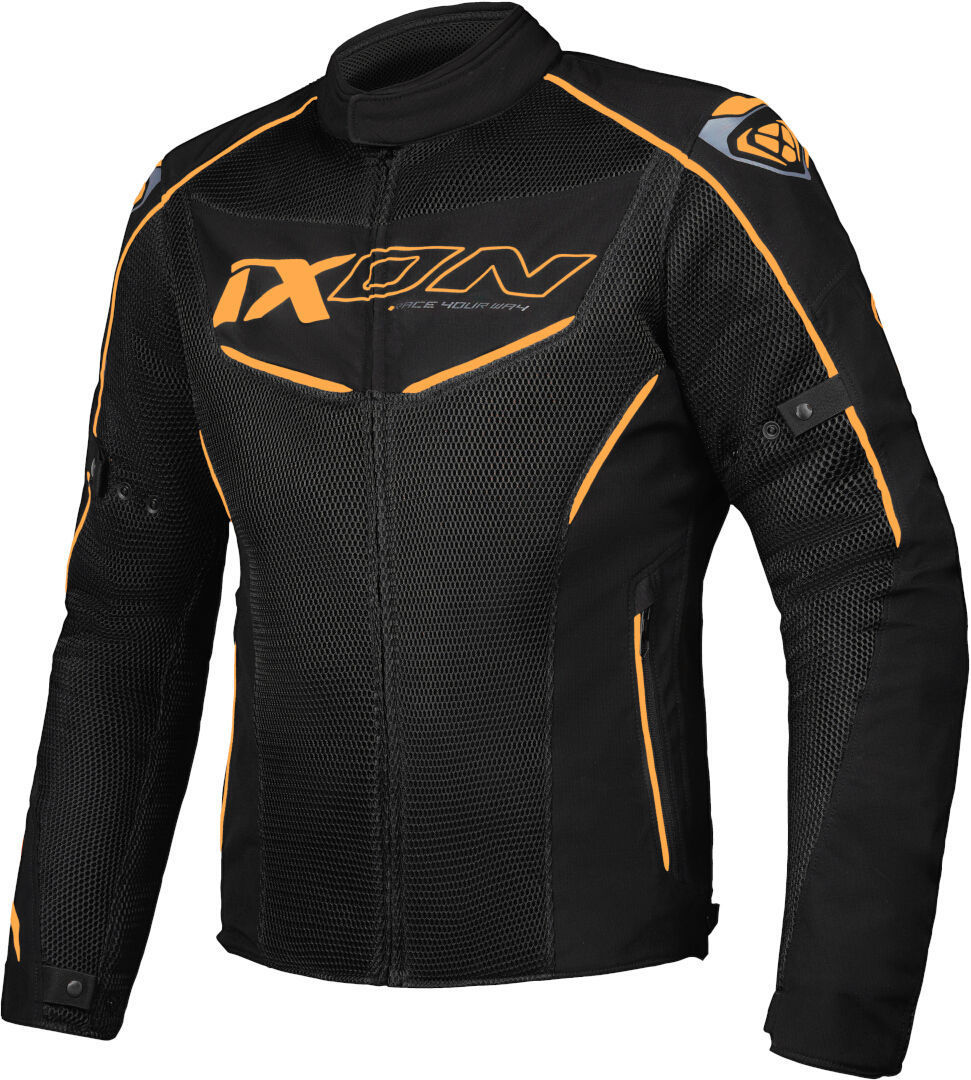 Ixon Flicker Motorcykel tekstiljakke sort/orange XXL Figur 1
