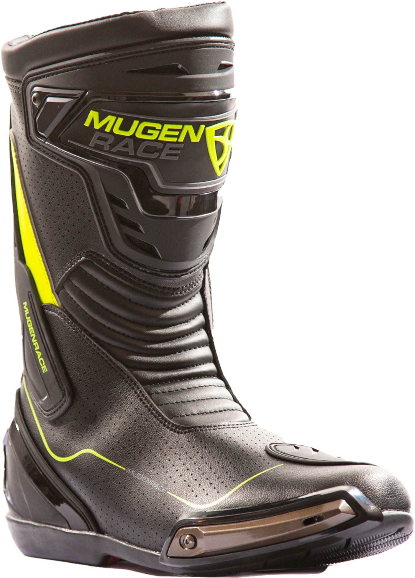 MUGENRACE Speed perforerede motorcykelstøvler sort/neon-gul 45 Figur 1
