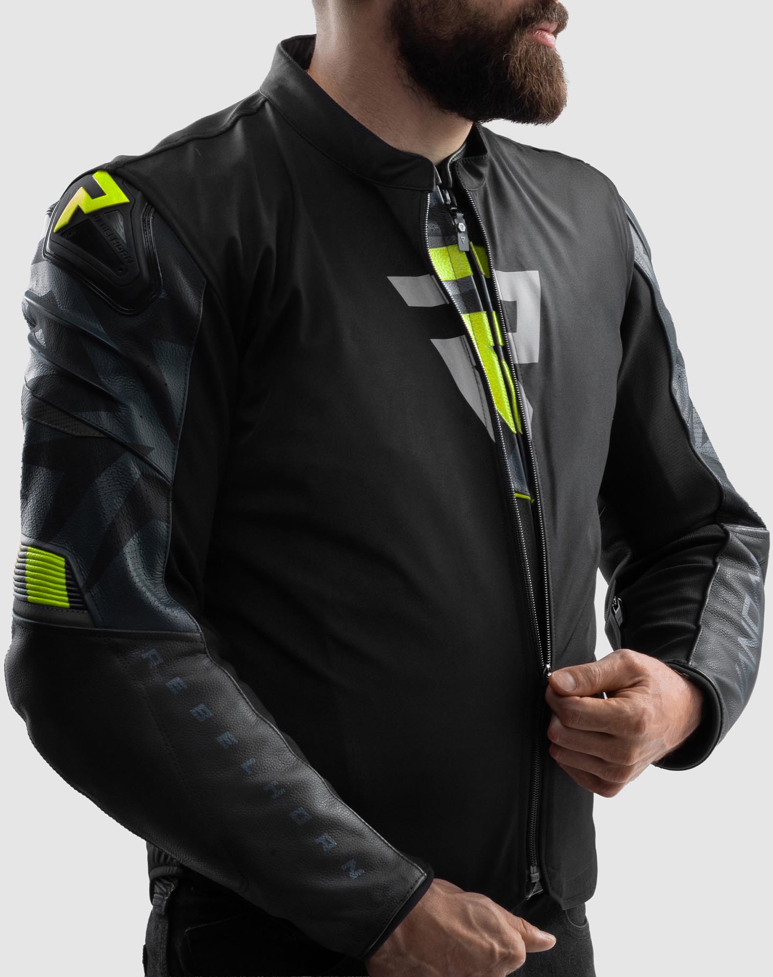 Rebelhorn Vandal 2 Motorcycle Leather Jacket black/grey/yellow 48 Figure 7