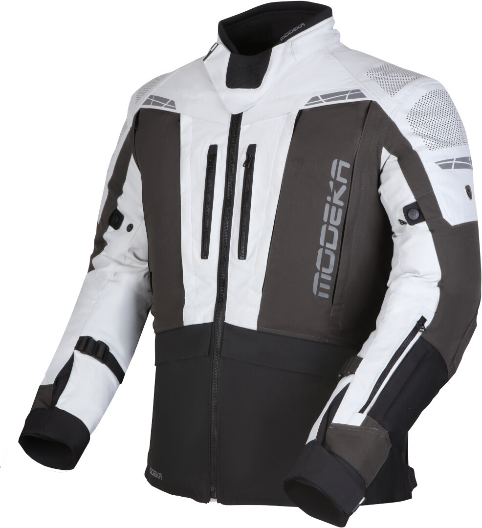 Modeka Hydron waterproof Motorcycle Textile Jacket light grey/dark grey/black M Figure 1