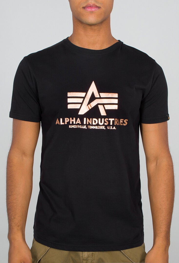 Alpha Industries Basic Foil Print Maglietta nero/oro XL Figura 1