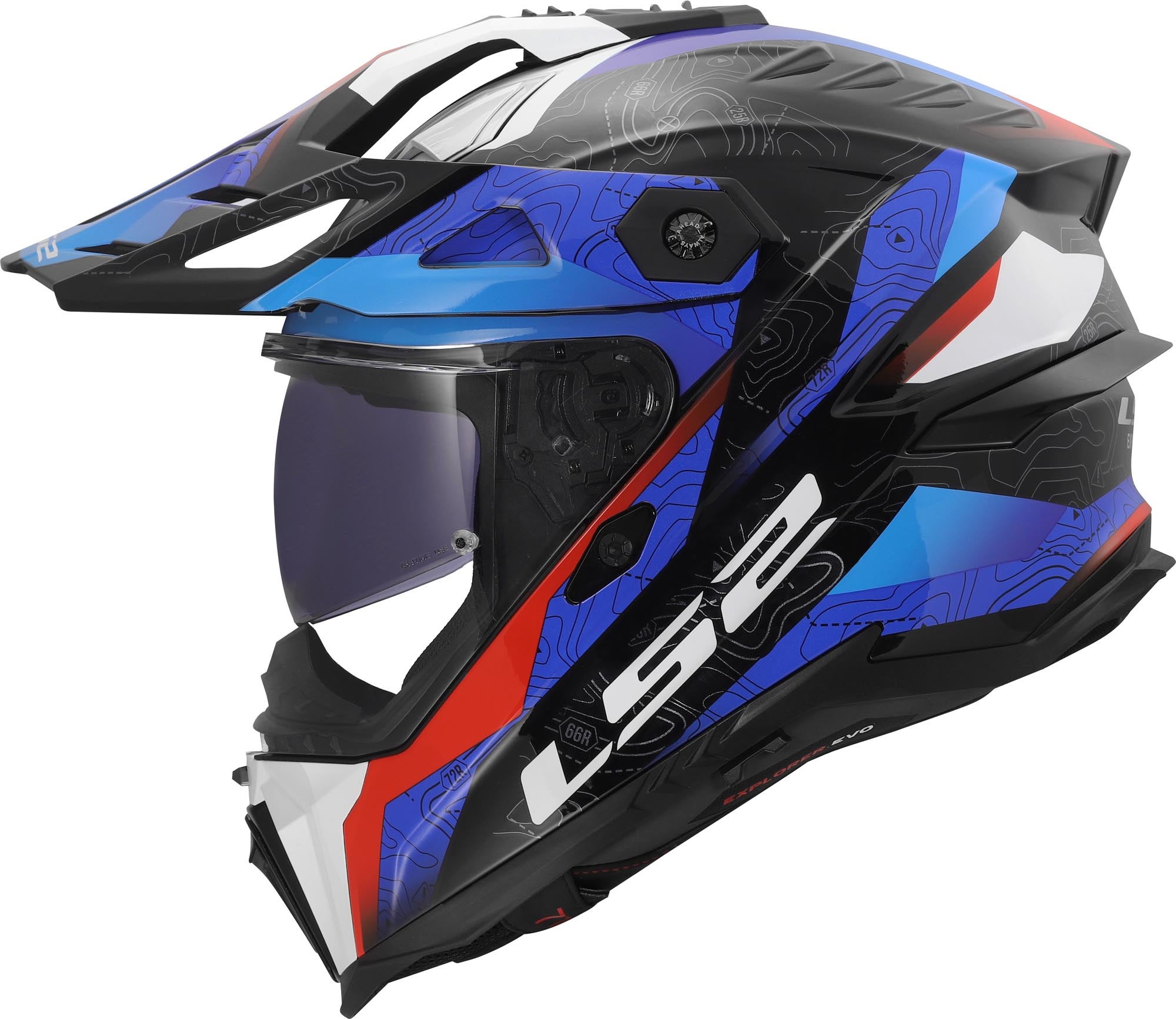 LS2 MX707 Explorer Evo Nivra Enduro Helm weiß/blau/rot S (55/56) Abbildung 1