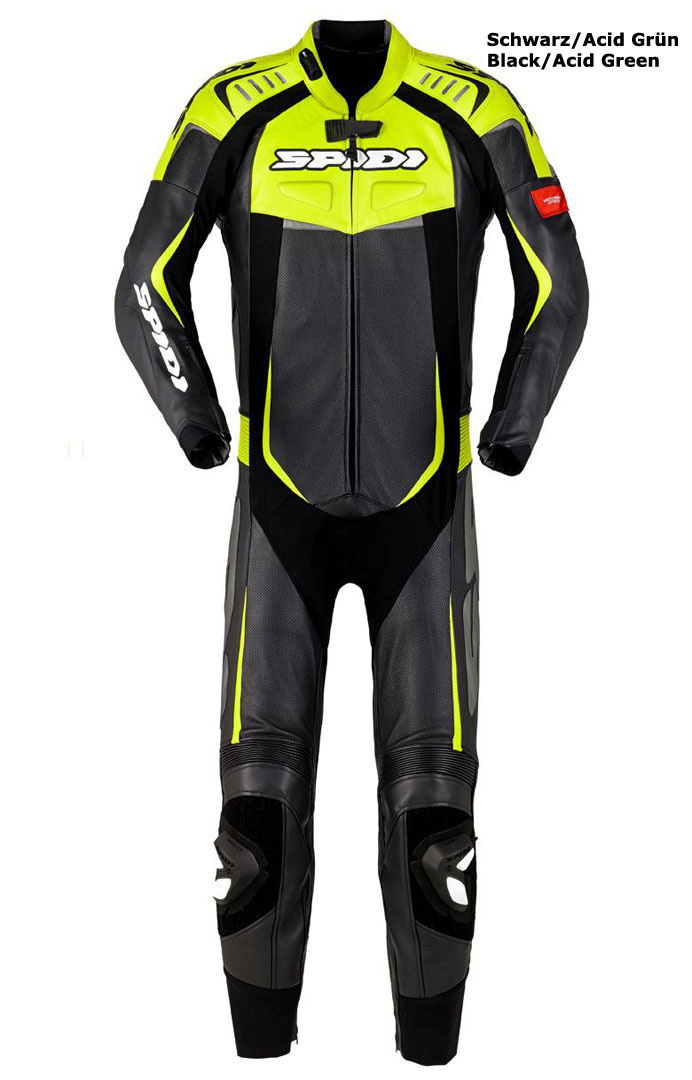 Spidi Track Wind Pro Combinaison de cuir de moto One Piece Noir/vert poison 56 Figure 1