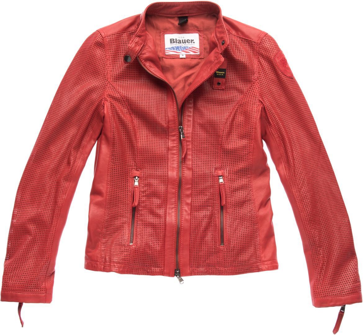 Blauer USA Miller Veste en cuir perforé Mesdames Rouge L Figure 1
