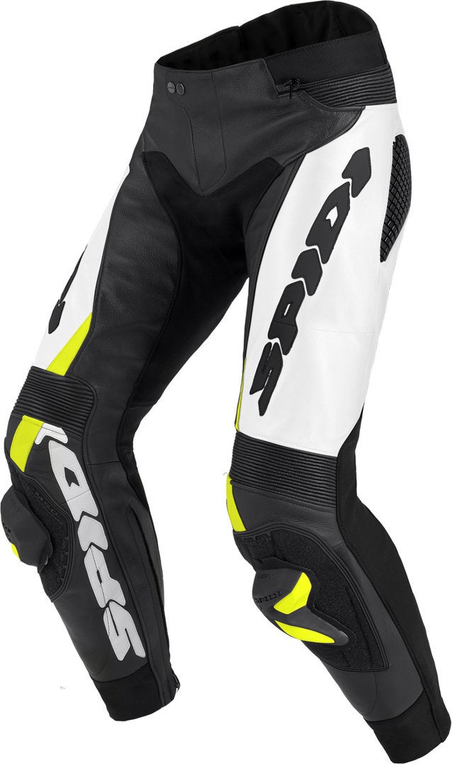 Spidi RR Pro Warrior Motorcycle Leather Pants black/white/neon-yellow 48 Figure 1