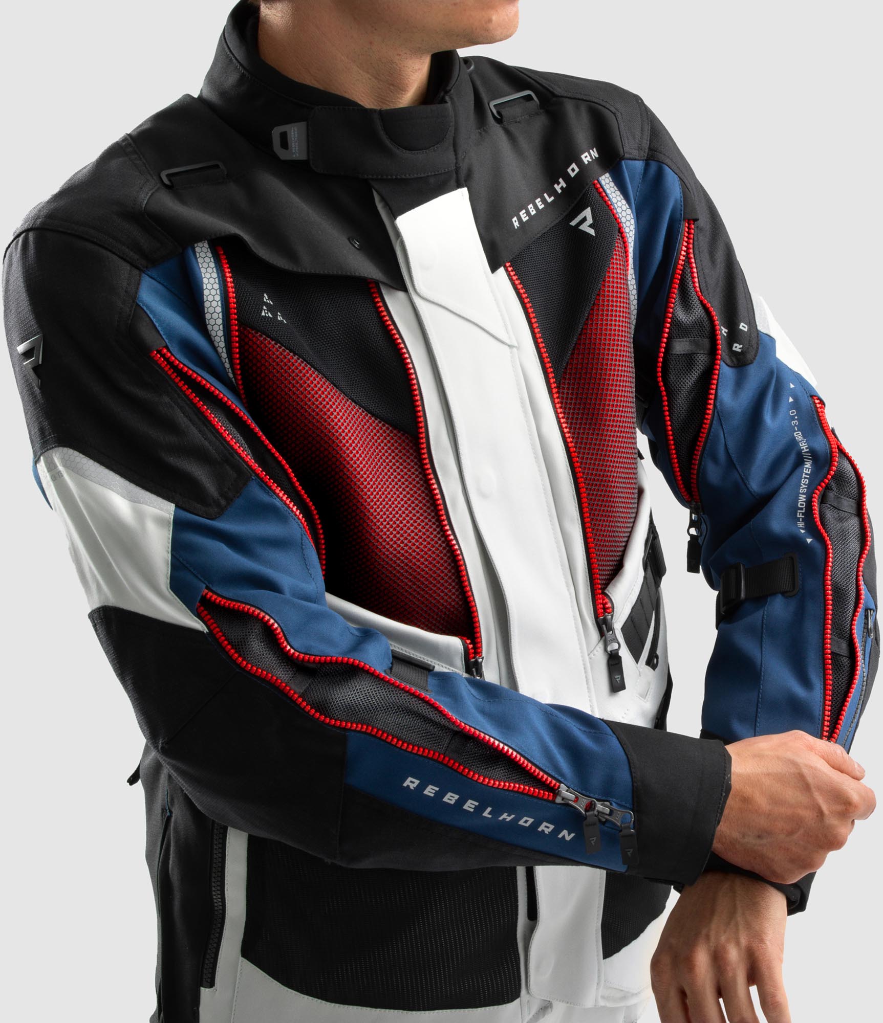 Rebelhorn Hardy 3.0 waterproof Motorcycle Textile Jacket grey/blue/red M Figure 4