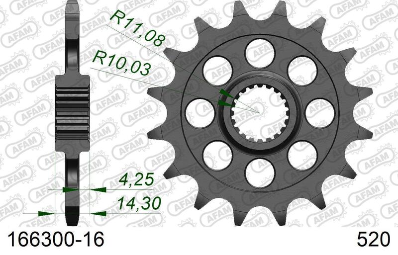 AFAM Steel Standard Front Sprocket 166300 - 520 Figure 1