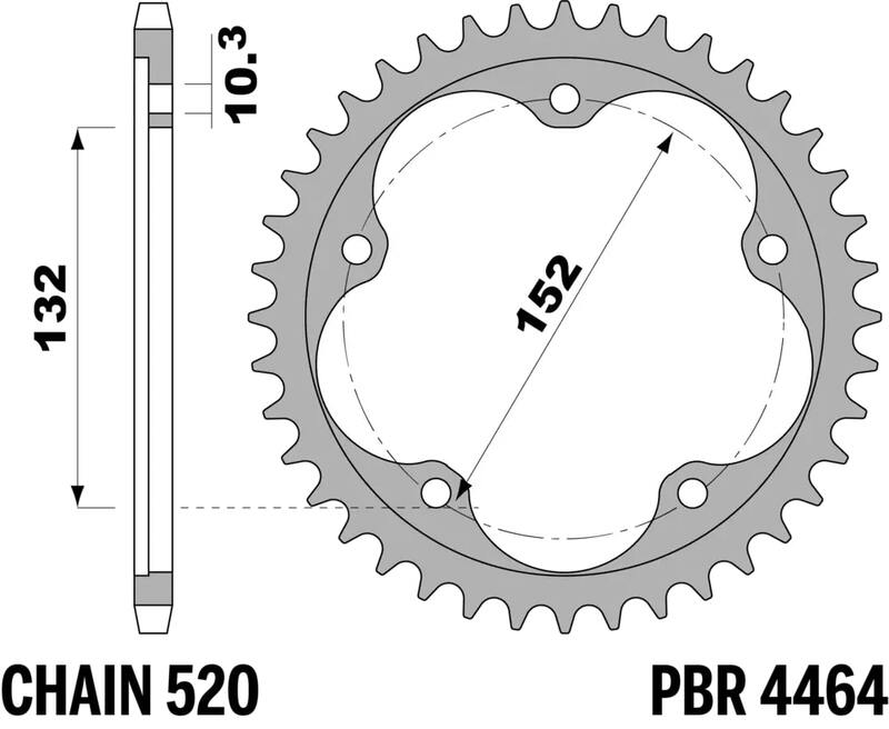 PBR Rear sprocket Steel Reinforced - 520 Figure 2