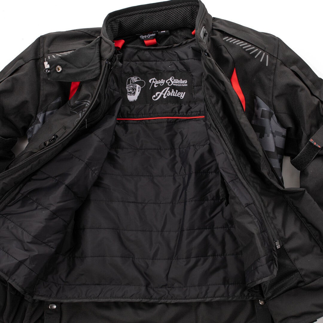 Rusty Stitches Ashley Waterproof Ladies Motorcycle Textile Jacket black/grey/red 42 Figure 11