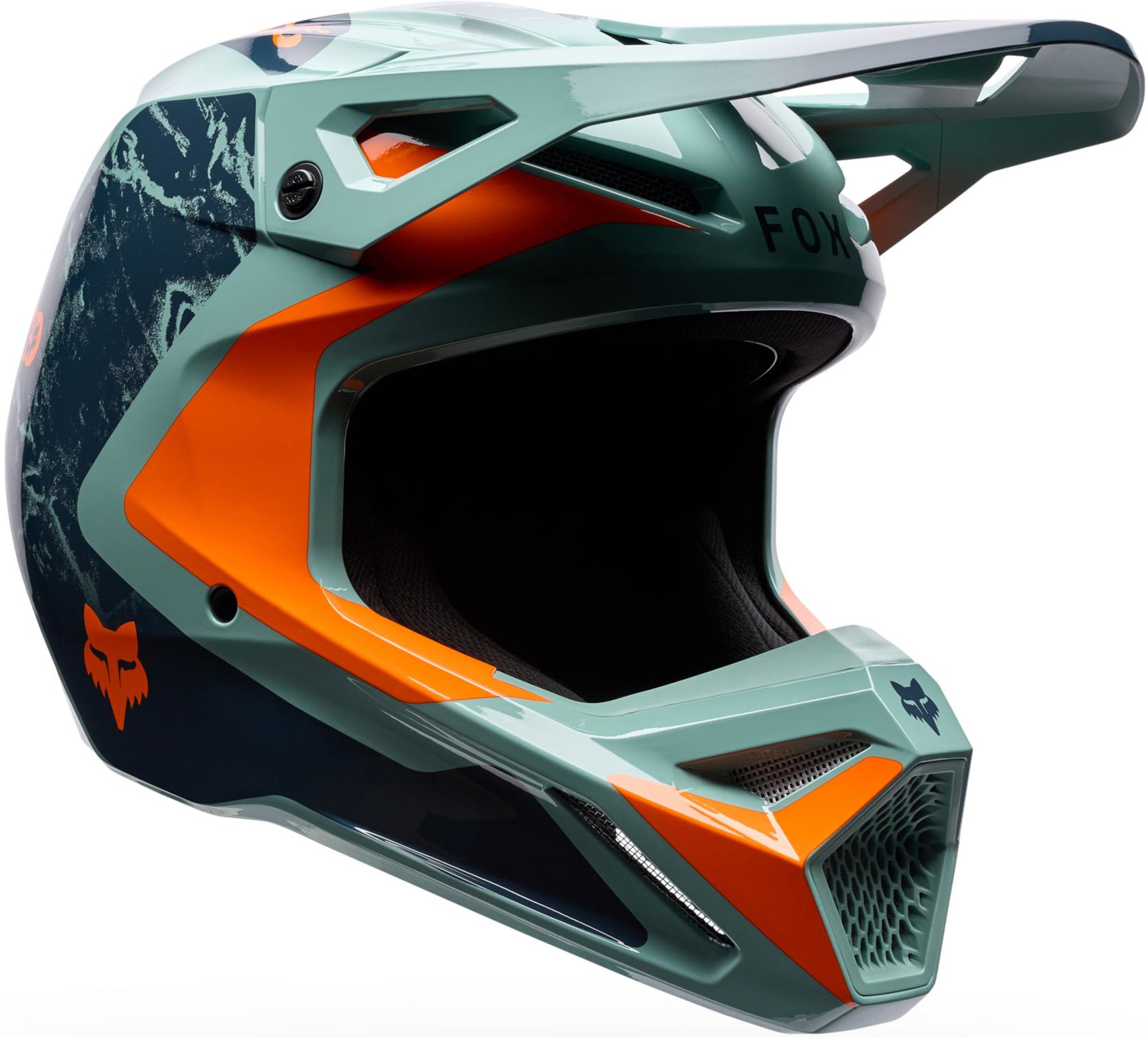 FOX V1 Image Print Motokrosová helma modrá/tyrkysová/oranžová M Obrázek 1
