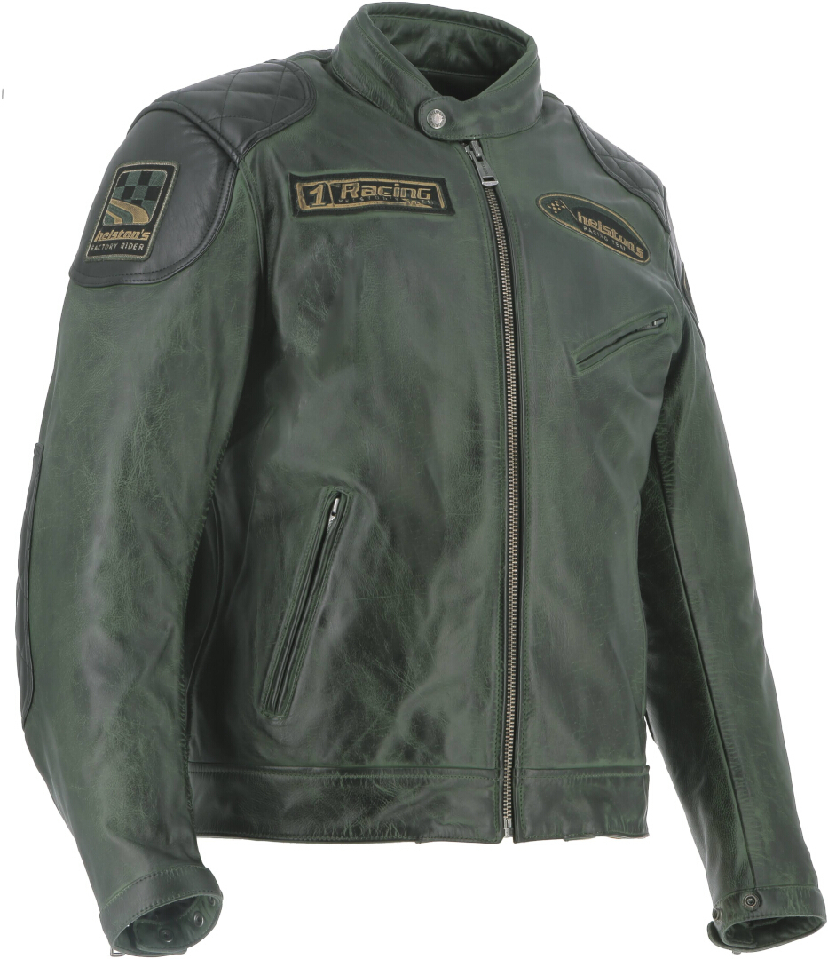 Helstons Trevor Motorcycle Leather Jacket green/black M Figure 3