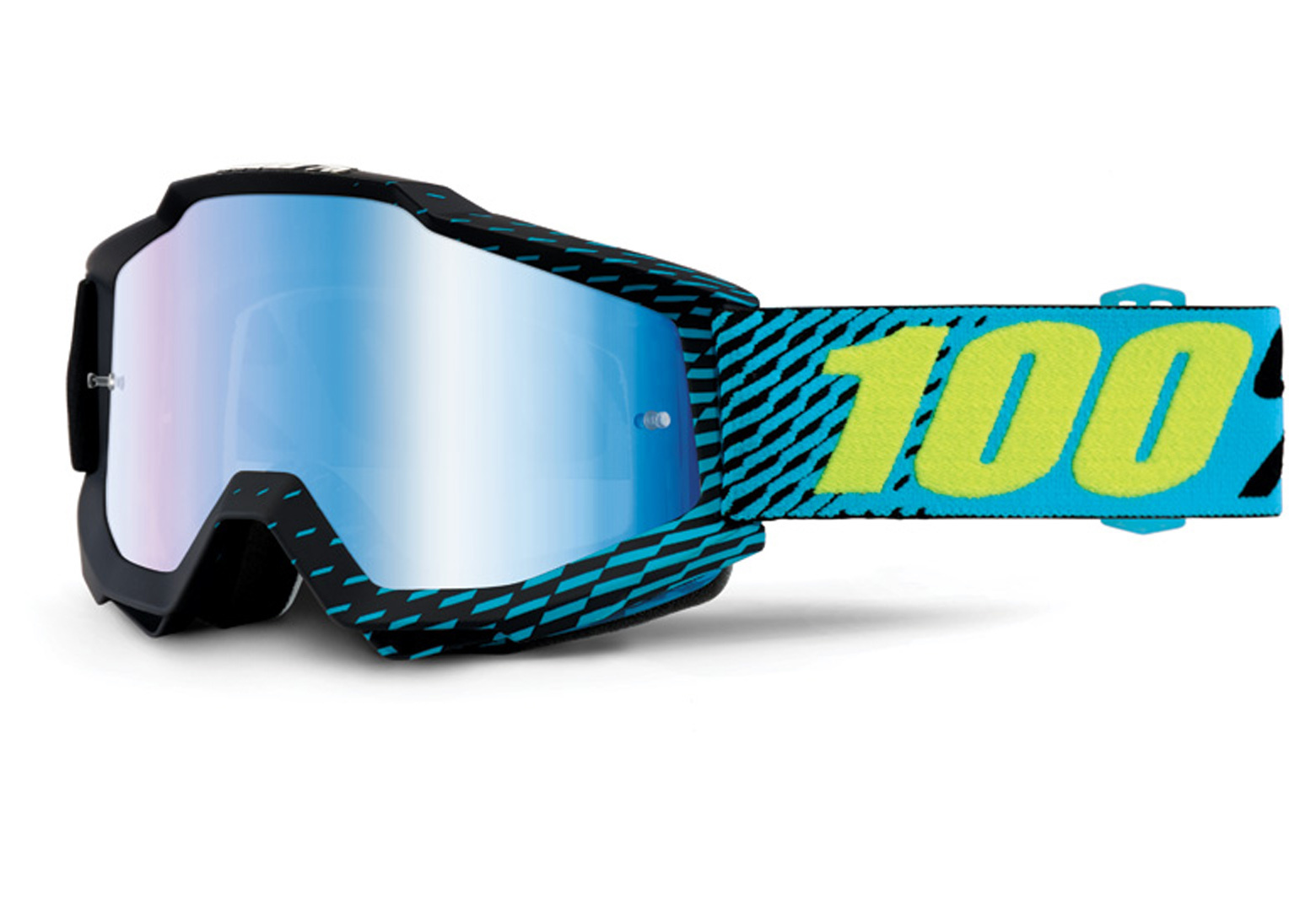 100% Accuri Extra Ochelari de motocross negru/albastru/galben Figura 1