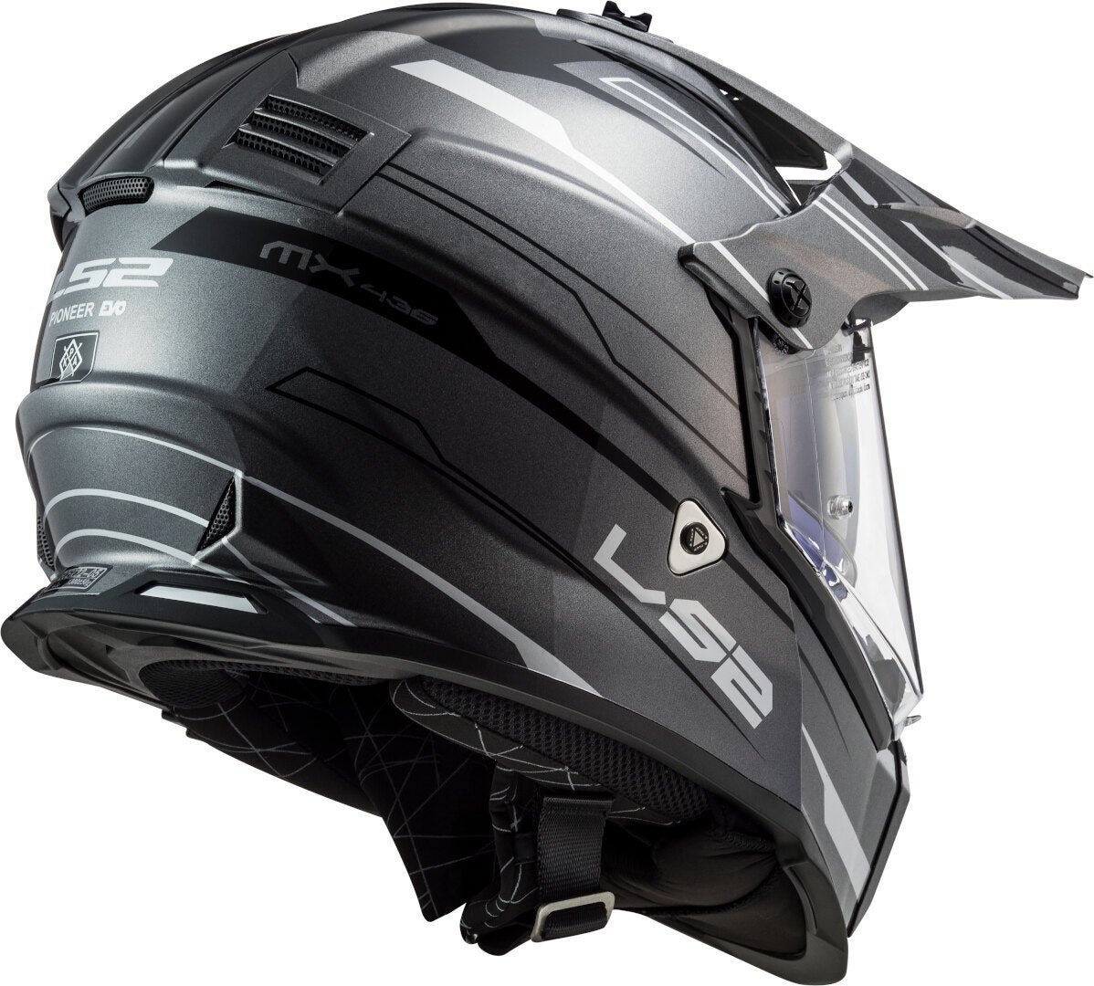 LS2 MX436 Pioneer Evo Knight Motocross Helmet grey/white M (57/58) Figure 6