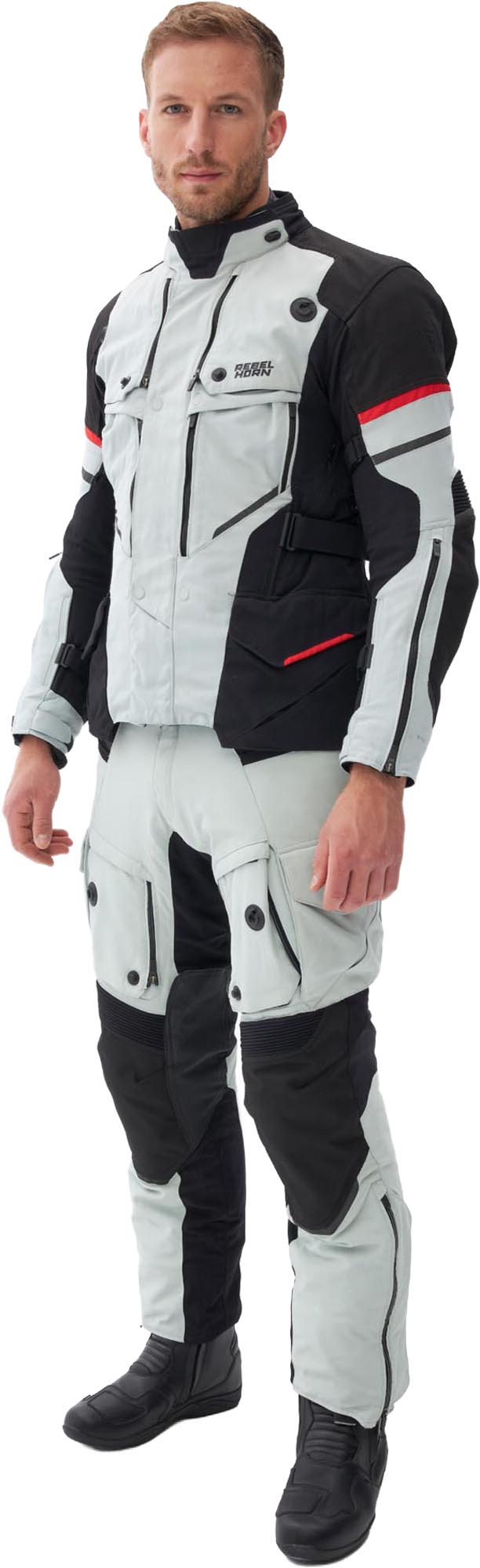 Rebelhorn Range waterproof Motorcycle Textile Pants grey/black/red 2XL Figure 11