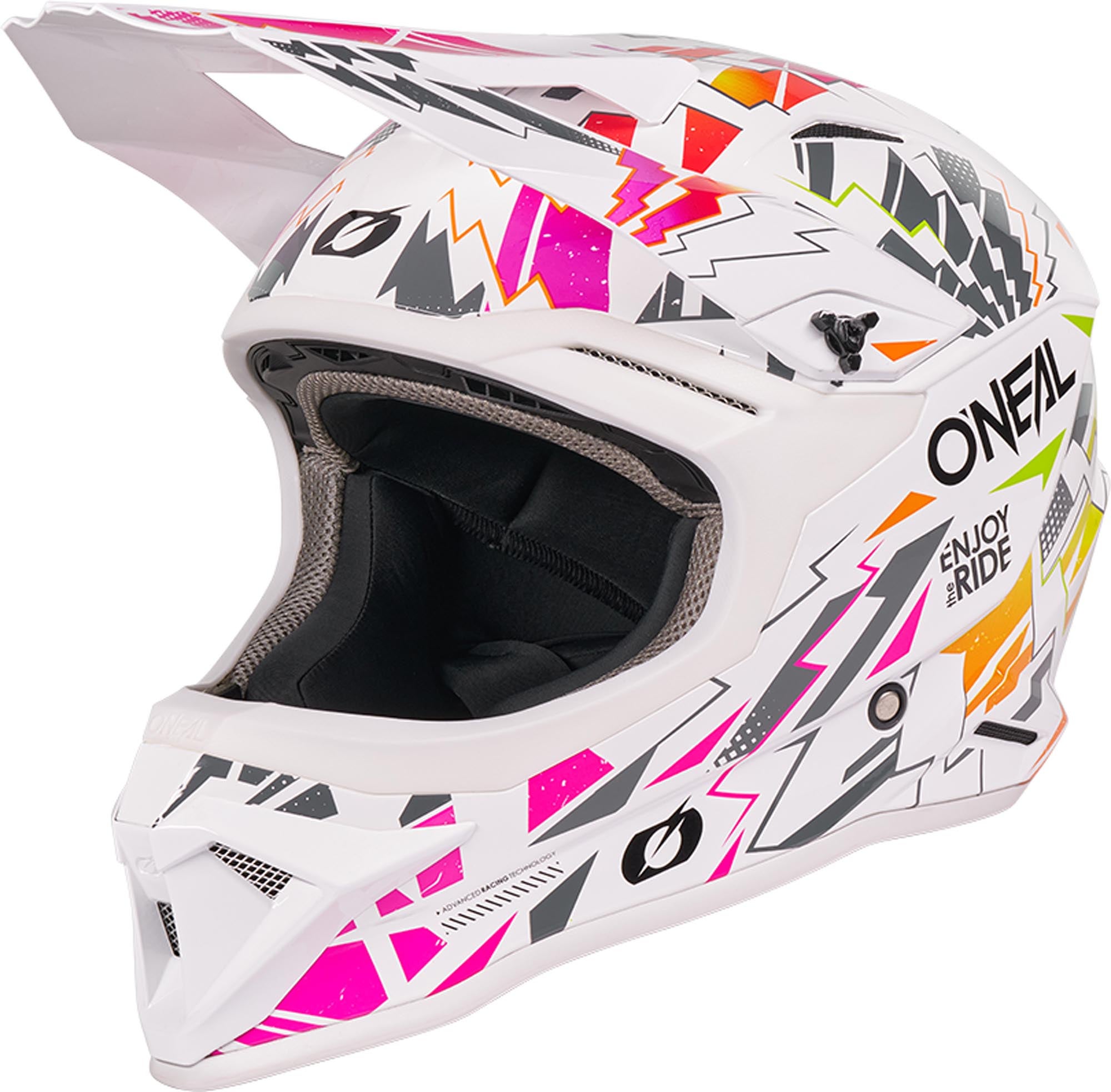 Oneal 1SRS Stixx Casco da motocross giovanile bianco/multicolore Y/XL (51-52) Figura 1