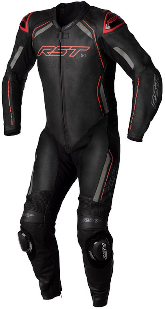 RST S1 1-Piece Motorcycle Leather Suit black/grey/red L Figure 1