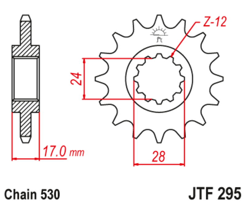 JT-DRIVHJUL Framdrev, stål, ljudfritt 295 - 525 Figur 2
