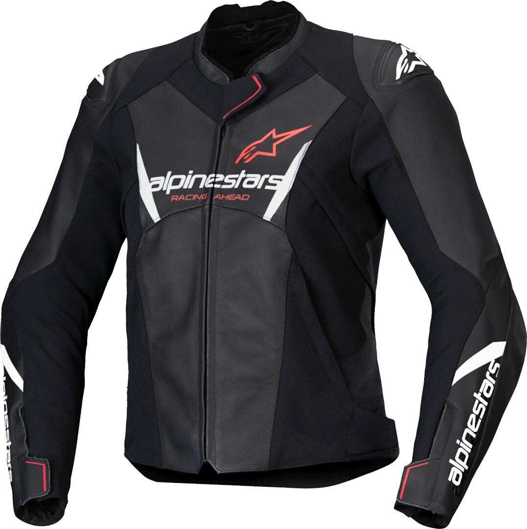 Alpinestars Stella Faster V3 Damen Motorrad Lederjacke schwarz/weiß/fluo-koralle 40 Abbildung 1