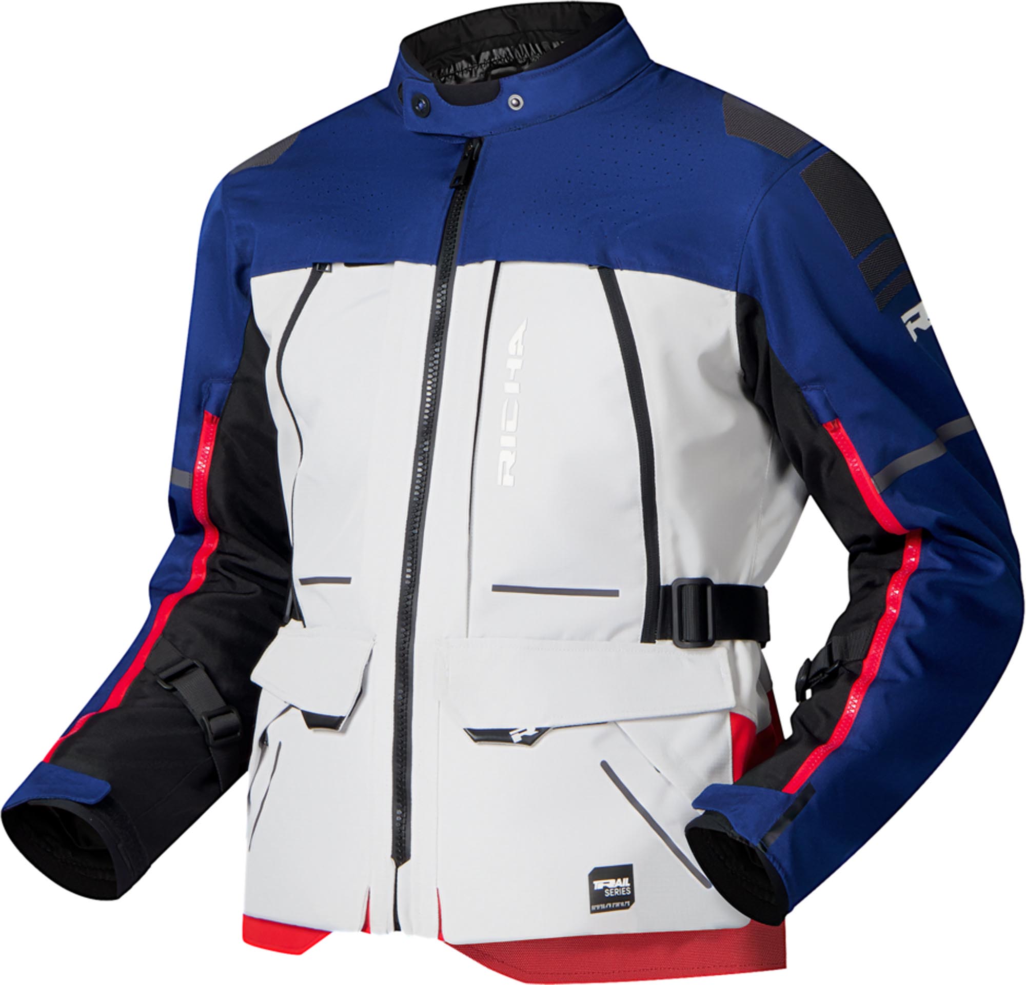 Richa Infinity 3 Adventure waterdichte motorfiets textieljas blauw/rood XL Figuur 1