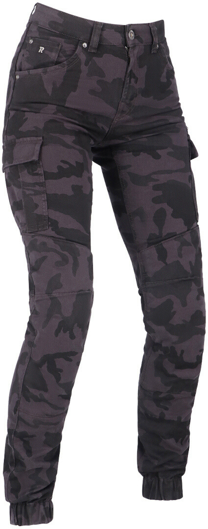 Richa Apache Camo Dame Motorcykel Jeans Sort camouflage 28 Figur 1