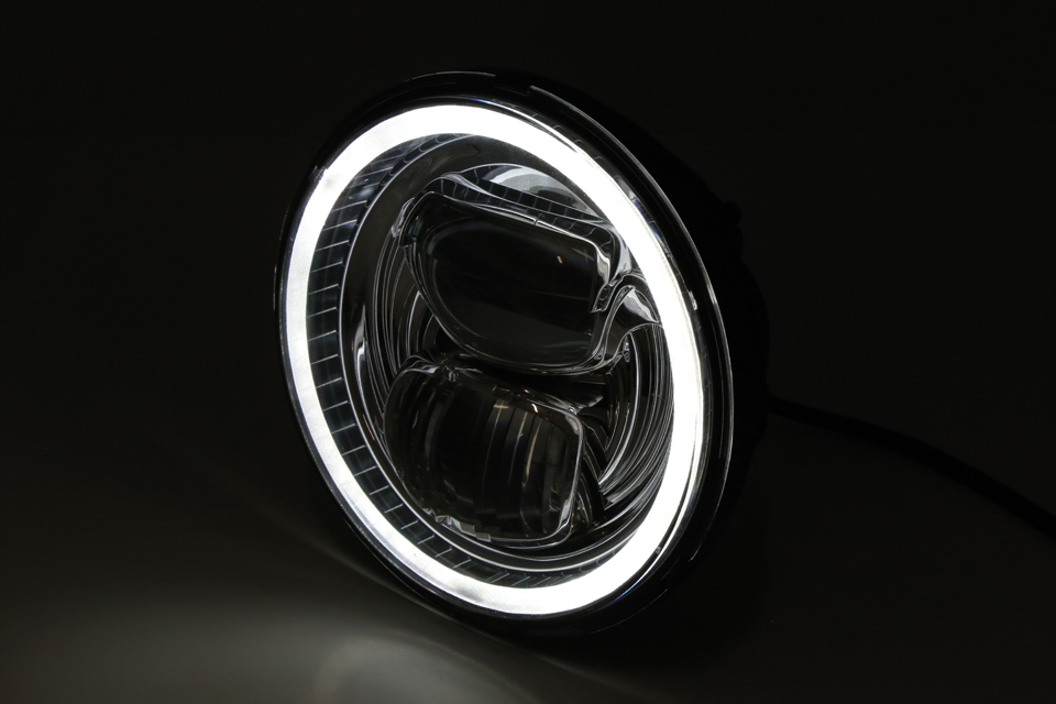 HIGHSIDER LED Hauptscheinwerfereinsatz TYP 7 mit Standlichtring, rund, 5 3/4 Zoll Krom Figur 2