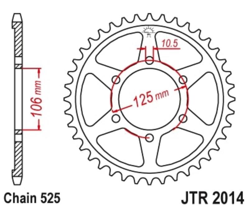 JT SPROCKETS Pinionul spate Standard - 525 Figura 2
