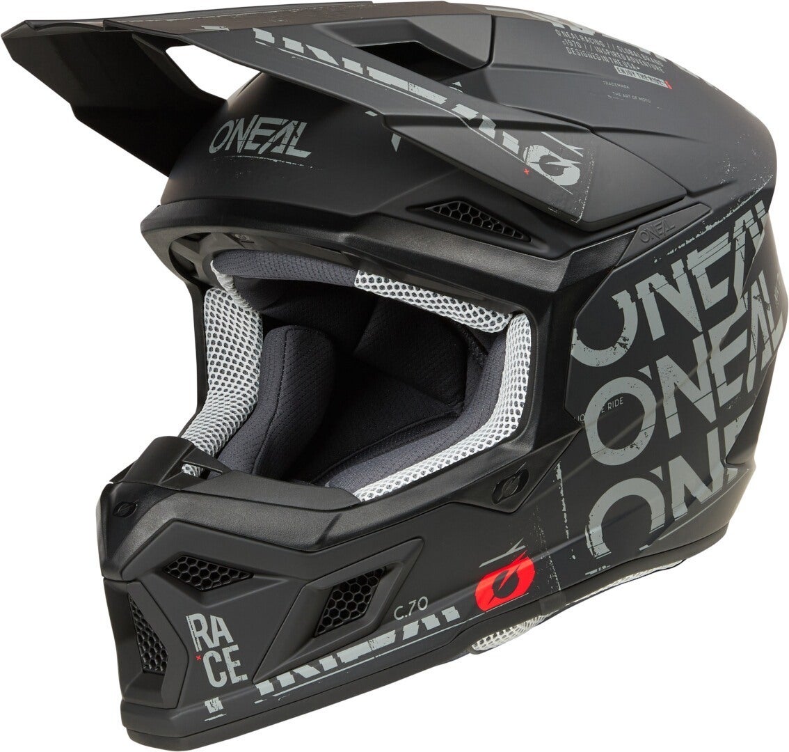 Oneal 3SRS Static Motocross Helm schwarz matt/grau M Abbildung 1