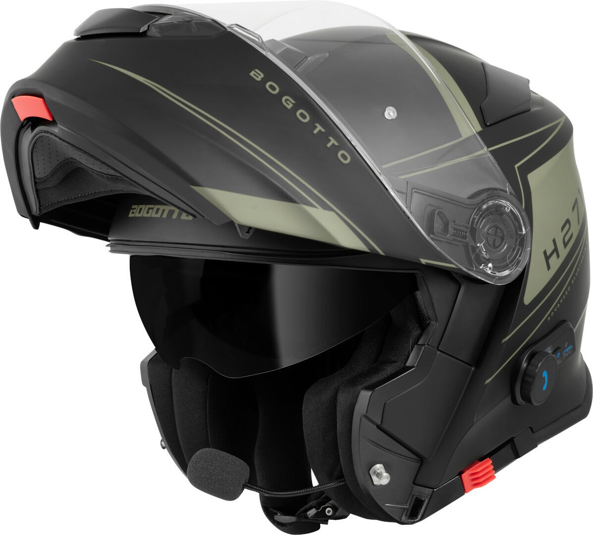 Bogotto H271 BT Taog Bluetooth Helmet black matt/green L (59/60) Figure 1