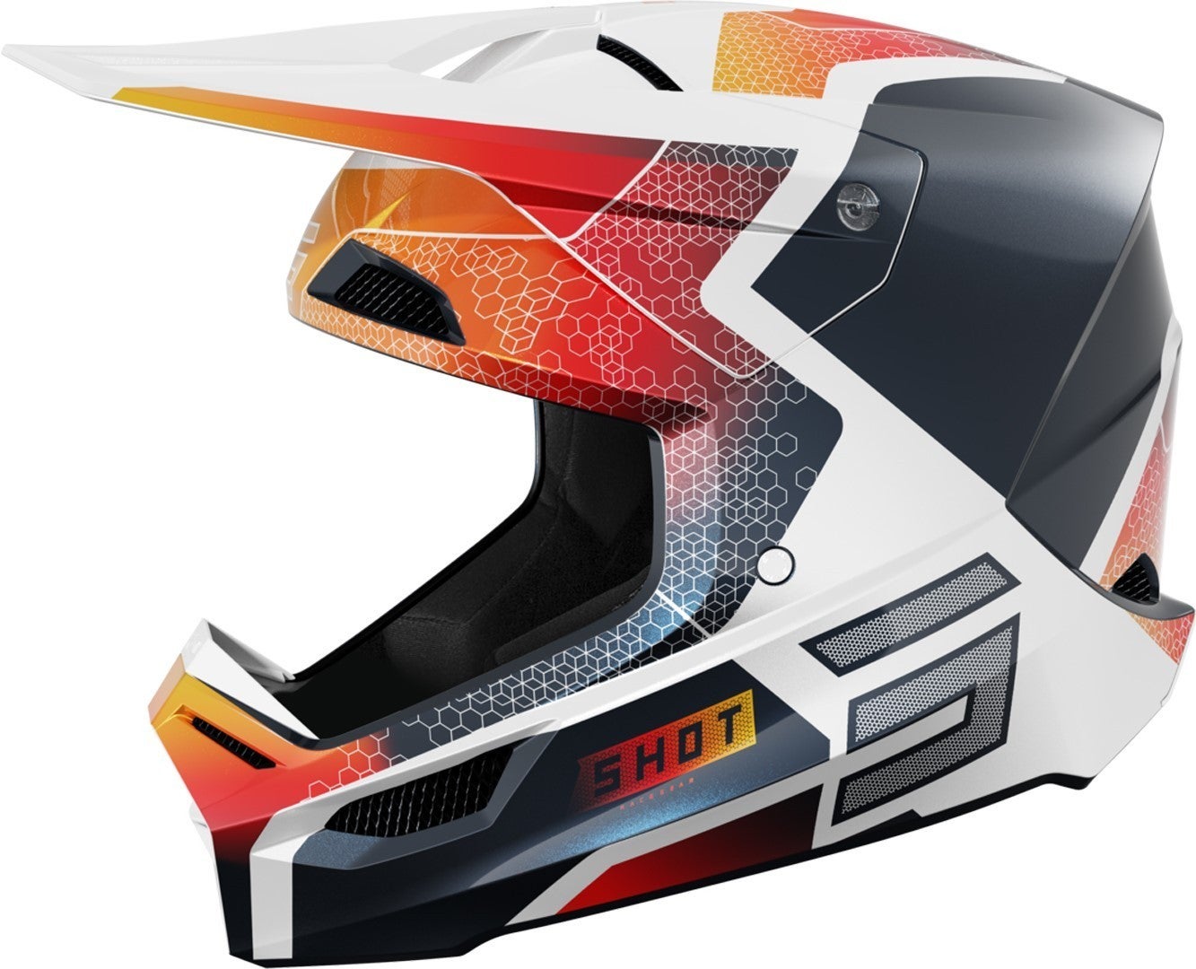 Shot Furious Phaser Capacete de motocross infantil preto/branco/vermelho Y/L (53/54) Figura 1