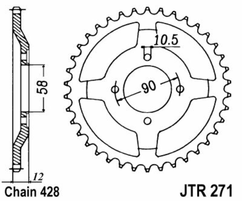 Engrenagens JT Coroa de aço padrão 271 - 428 Figura 2