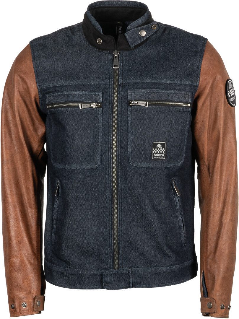 Helstons Winston Motorcycle Leather Jacket brown/blue L Figure 1