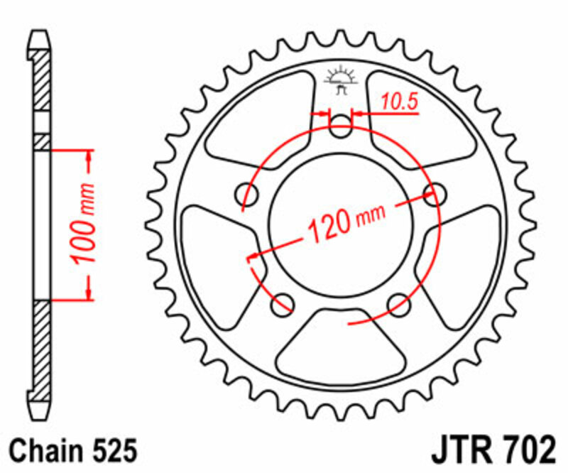 JT-DRIVHJUL Standard stålkrona 702 - 525 Figur 1